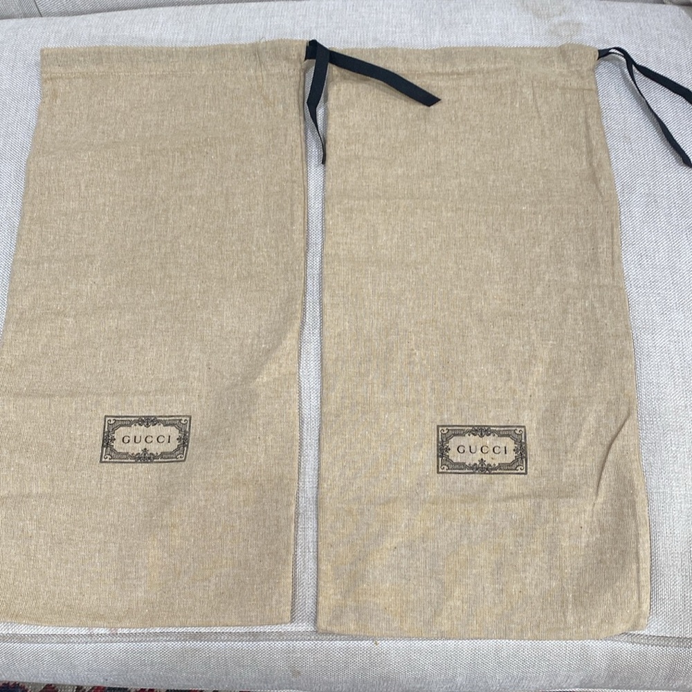 GUCCI drawstring short boots 👢 shoe 👟 bags 2 total canvas cotton beige 16”x 8”